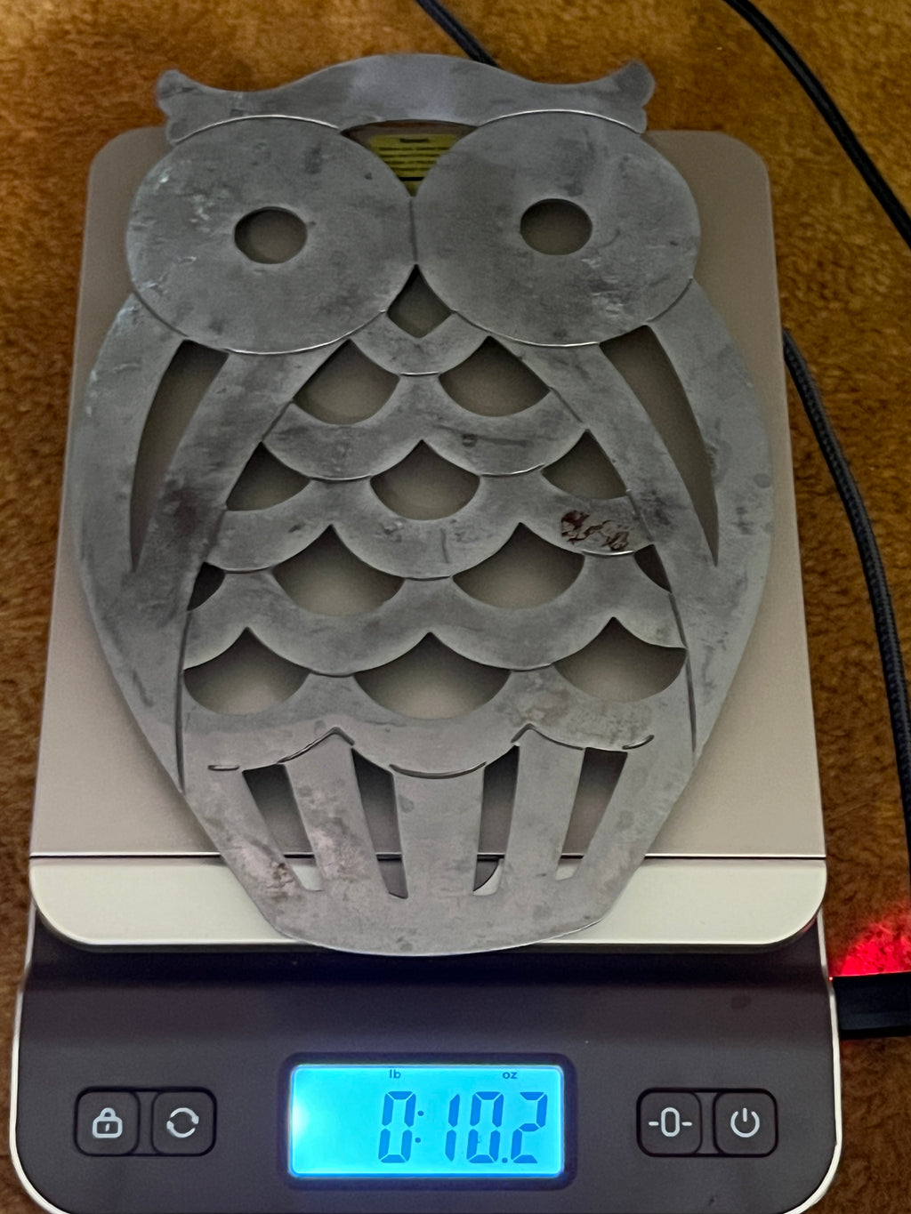 Vintage FB Rogers Silver-Tone Owl Trivet / Wall Art 8.5x5 inches pf