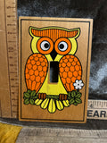Vintage 1970s MCM Wooden Owl Light Switch Plate Cover – Retro Orange & Yellow pf
