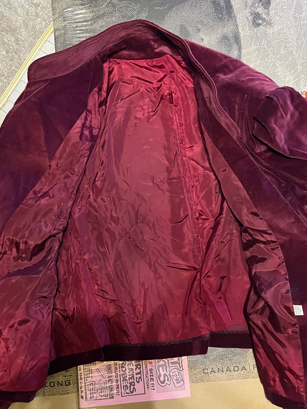 Vintage 80s red velvet jacket big shoulder pads zz