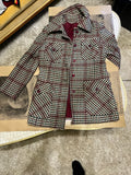 ILGWU vintage 70s flannel pea coat and matching pants wooden buttons size 14 made in USA zz