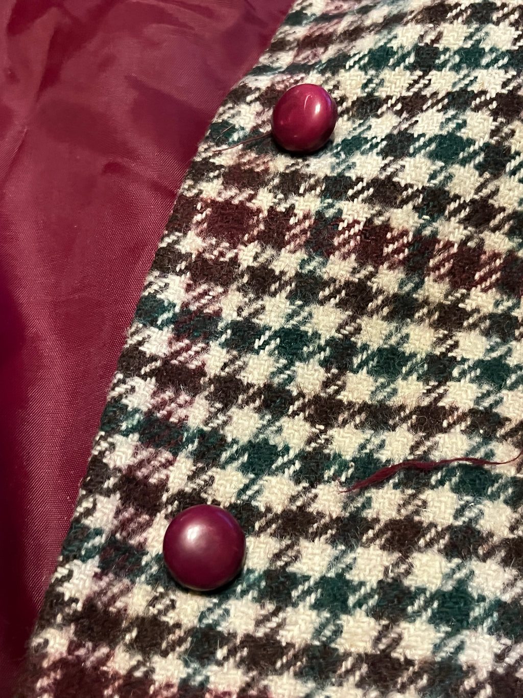ILGWU vintage 70s flannel pea coat and matching pants wooden buttons size 14 made in USA zz