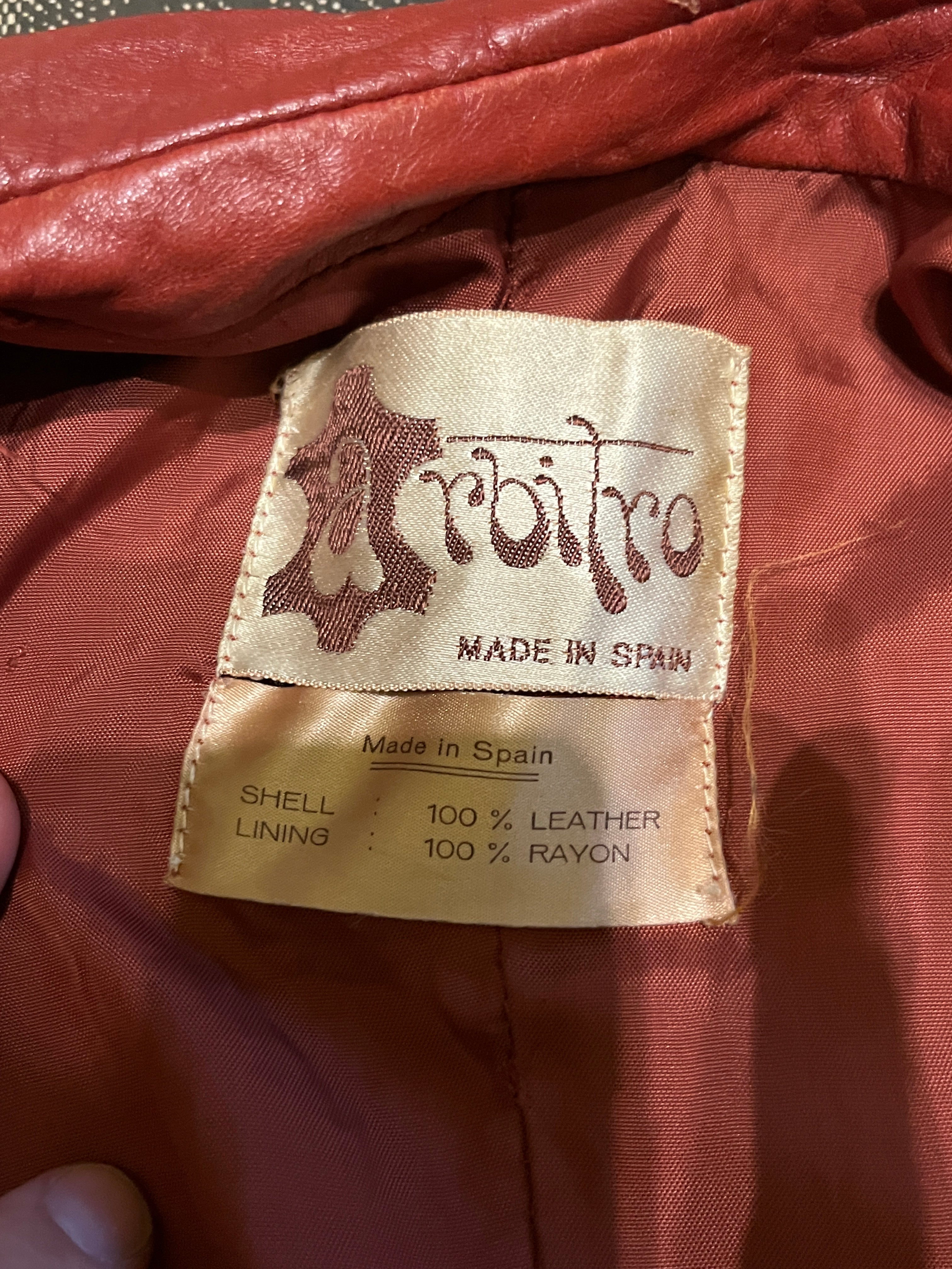 Vintage 1970s Arbitro Red Leather Jacket – Soft Spanish Leather, Size 40 zz