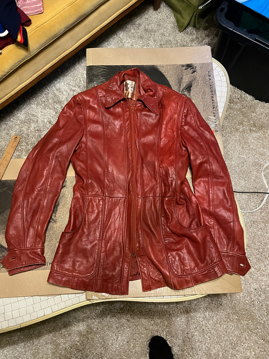 Vintage 1970s Arbitro Red Leather Jacket – Soft Spanish Leather, Size 40 zz