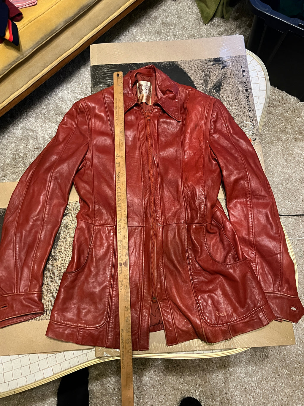 Vintage 1970s Arbitro Red Leather Jacket – Soft Spanish Leather, Size 40 zz