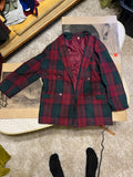 Vintage 70s made in England red green flannel jacket size 18 zz