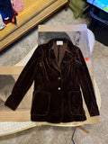1970s butte knit brown velour two piece suit made in USA union made zz